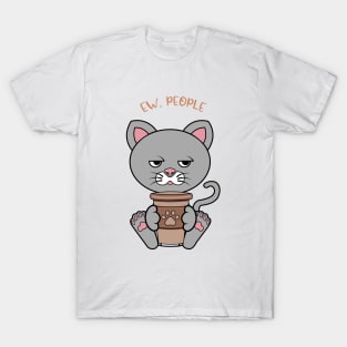 Ew people, cute cat drinking coffee T-Shirt